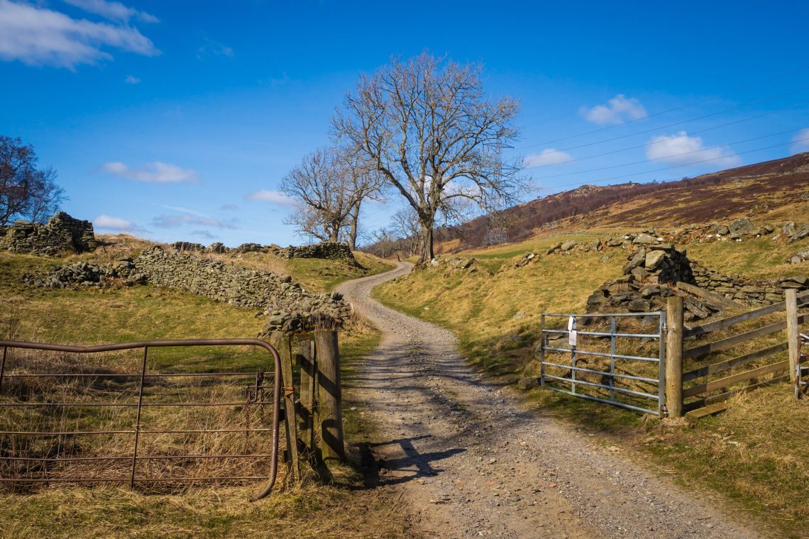 Scenic countryside walking path near Kenmore in Highland Perthshire